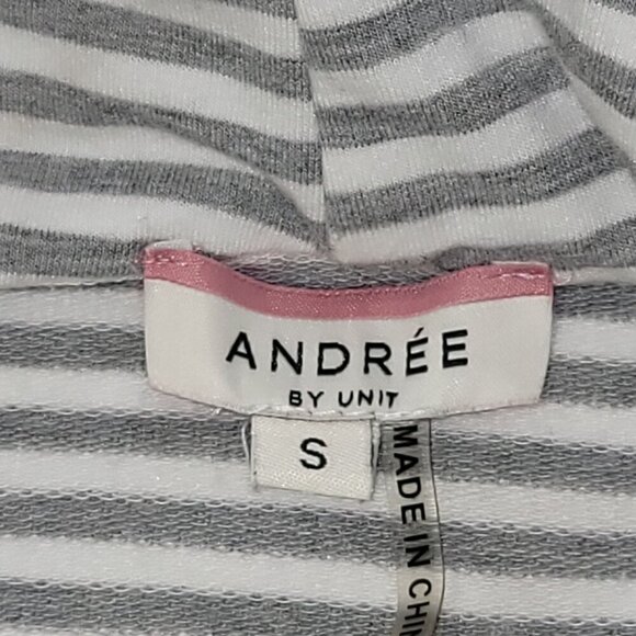 49. Andree by Unit Coat White Gray Striped Sz S - Picture 7 of 7